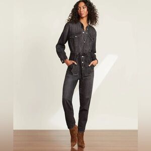 VERONICA BEARD Annie Denim Cargo Jumpsuit in Washed Onyx